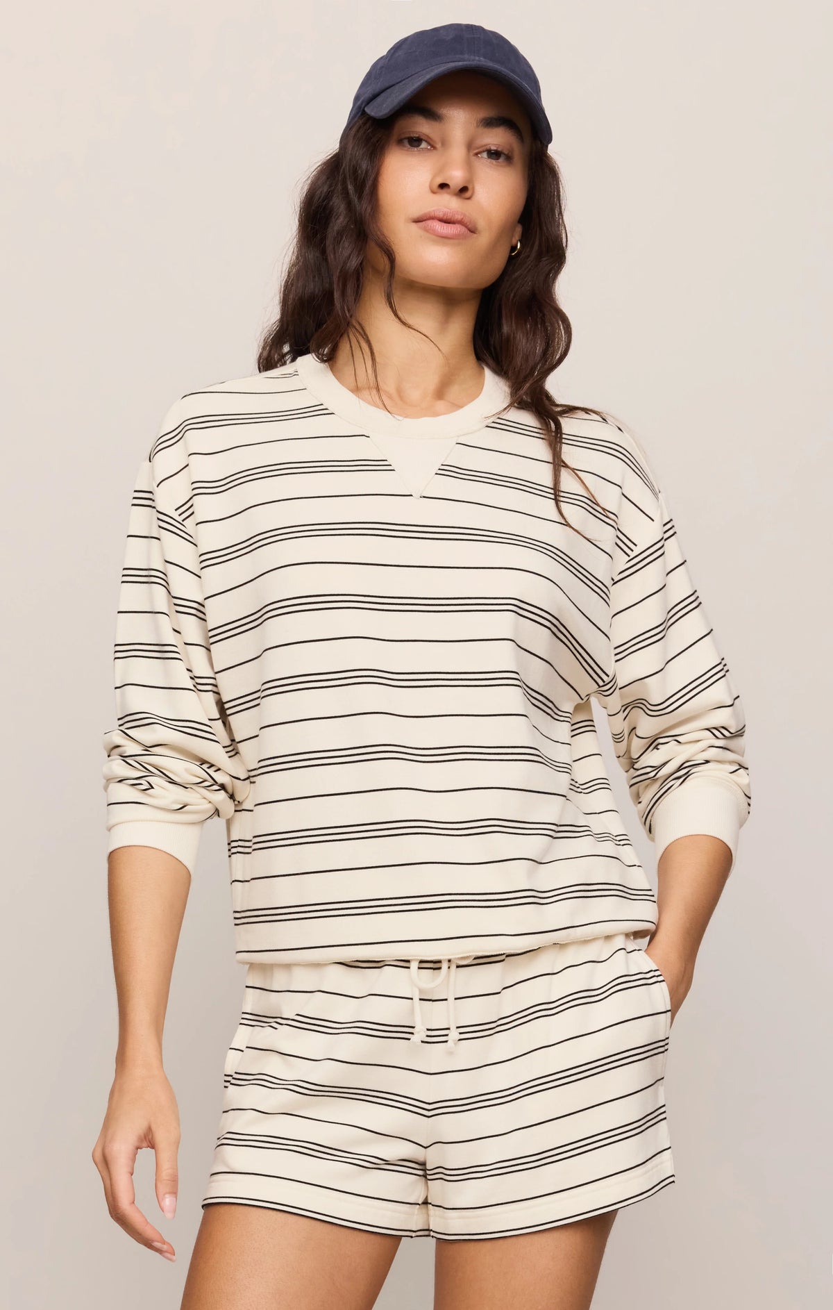 Z Supply Stand Out Striped Fleece Sweatshirt
