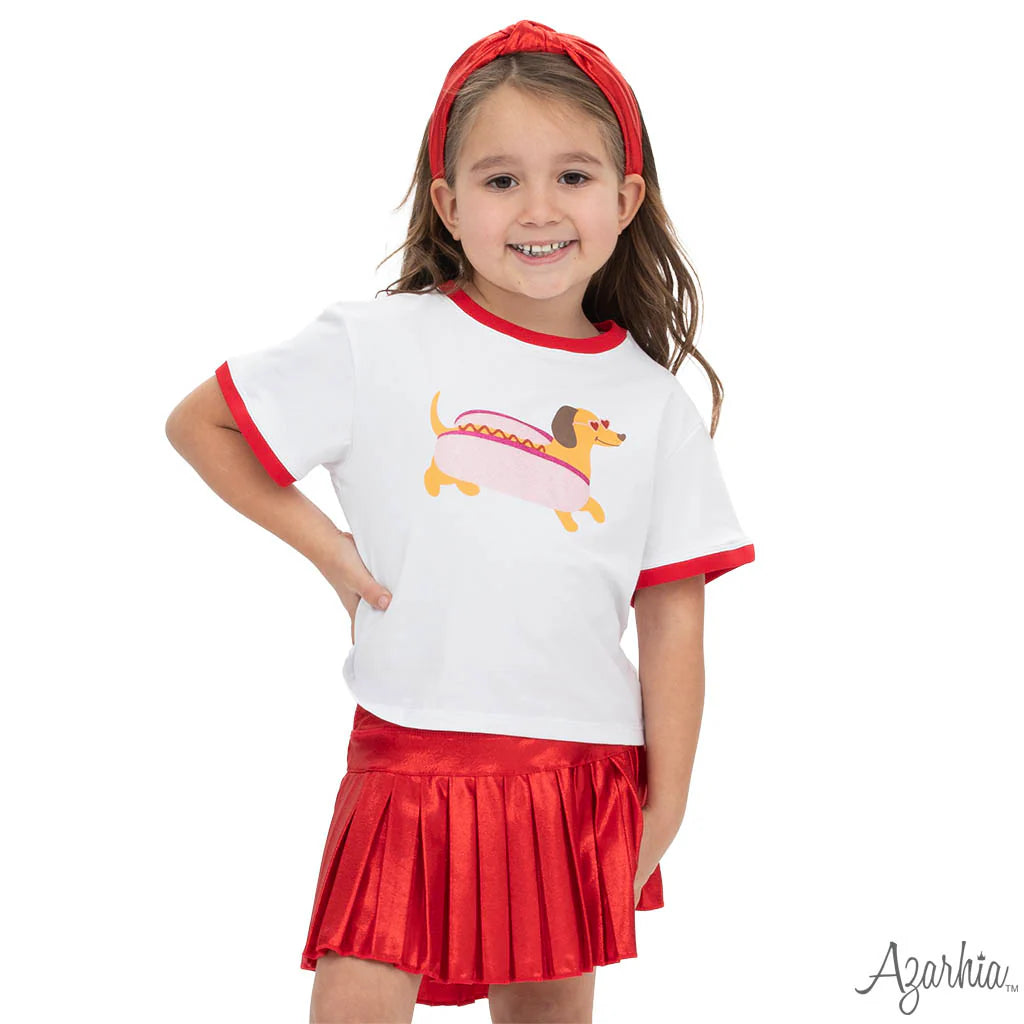 Azarhia Glitter Valentine Hot Dog Boxy Tee