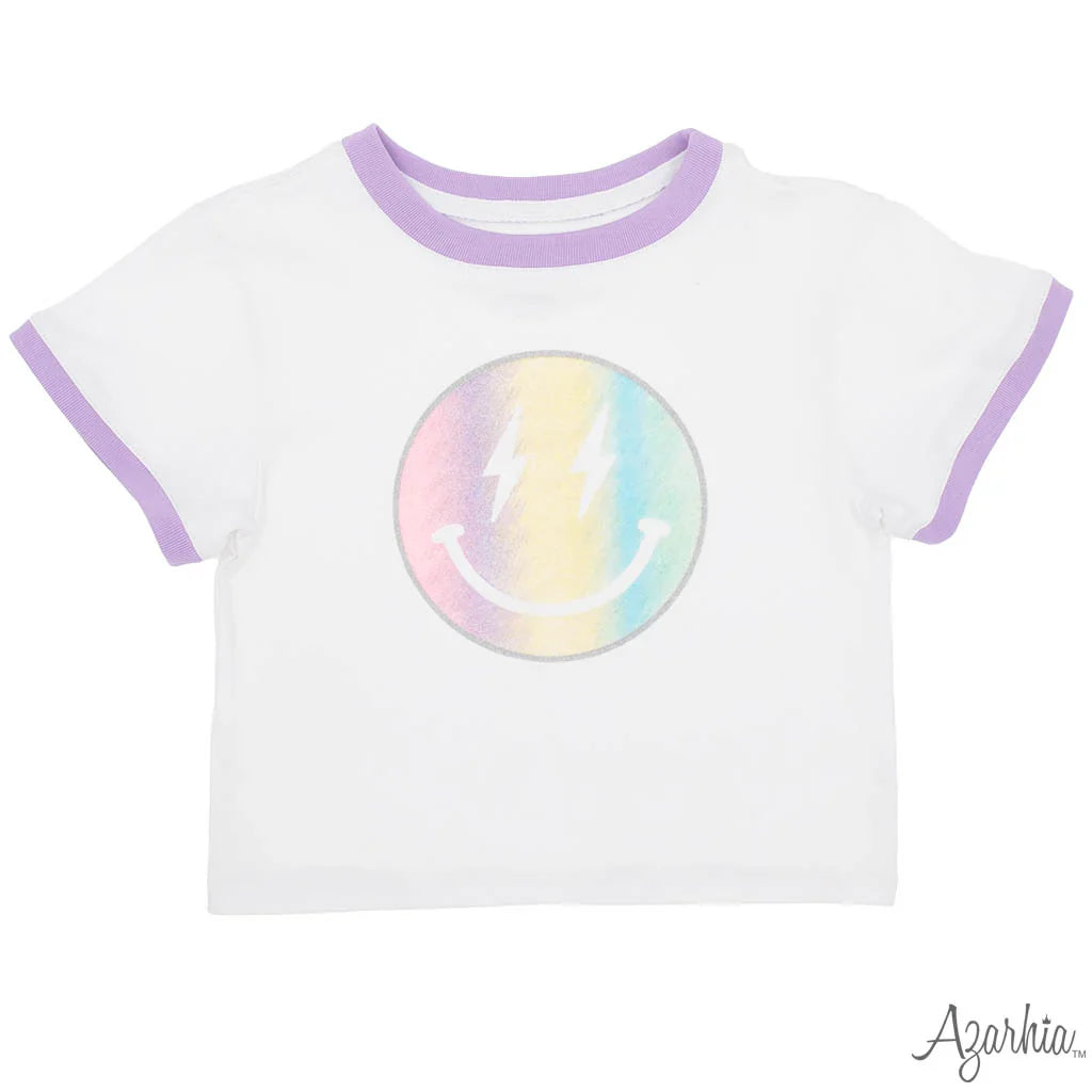 Azarhia Glitter Smiley Ringer Boxy Tee