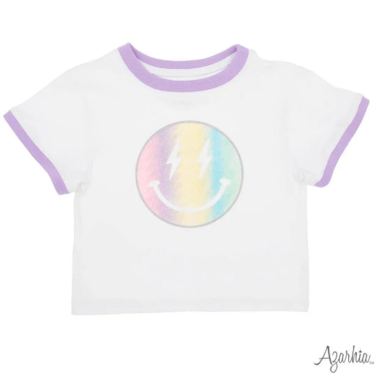Azarhia Glitter Smiley Ringer Boxy Tee