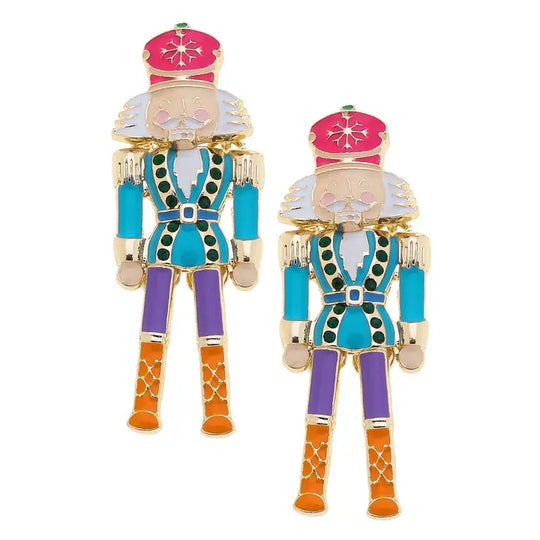 Canvas Style Nutcracker Enamel Soldier Earring