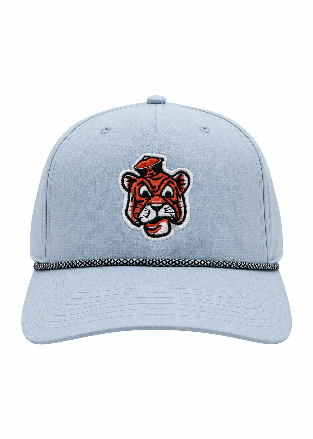 Mens light blue with patterned navy and white rope across brim. with auburn university vintage mascot embroidered 