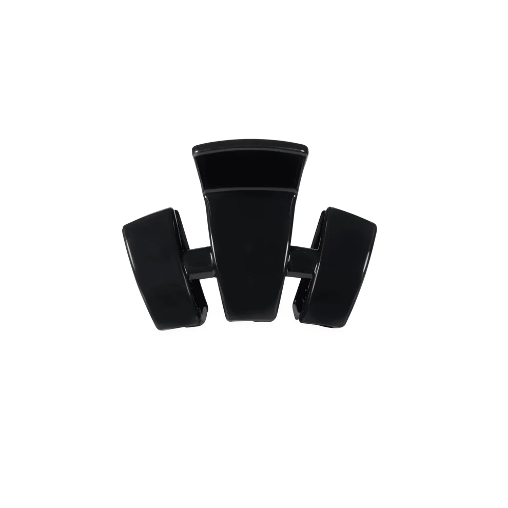 Small black claw clip on a white background. 
