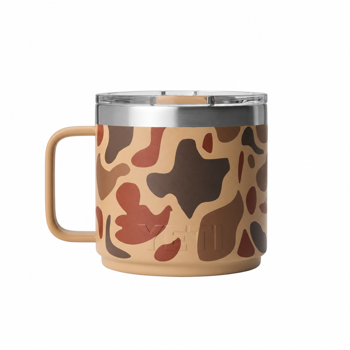 camo insulated mug on white background