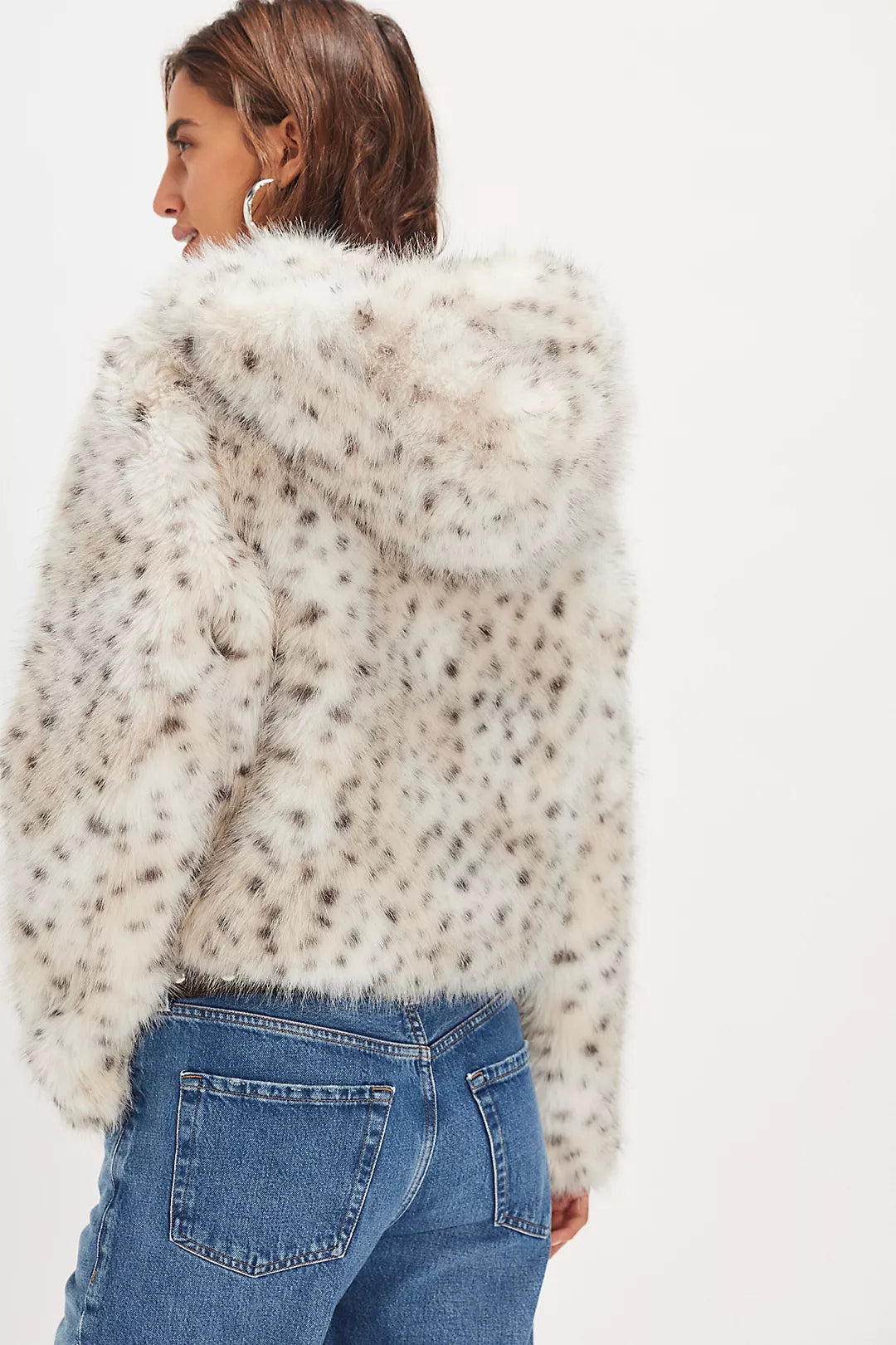 Free People Louder Please Hooded Faux Fur Jacket