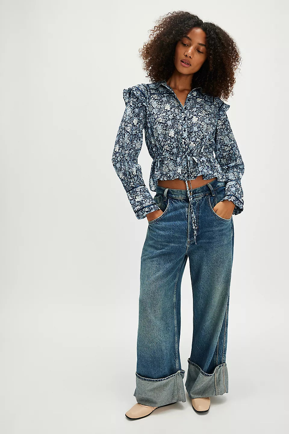 Free People Printed Daybreak Blouse