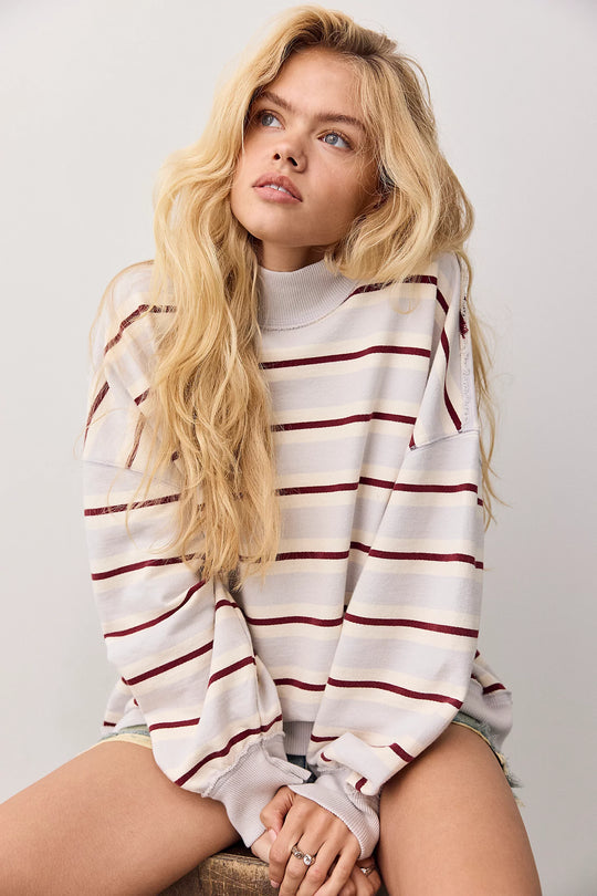 Free People Palm Springs Striped Pullover