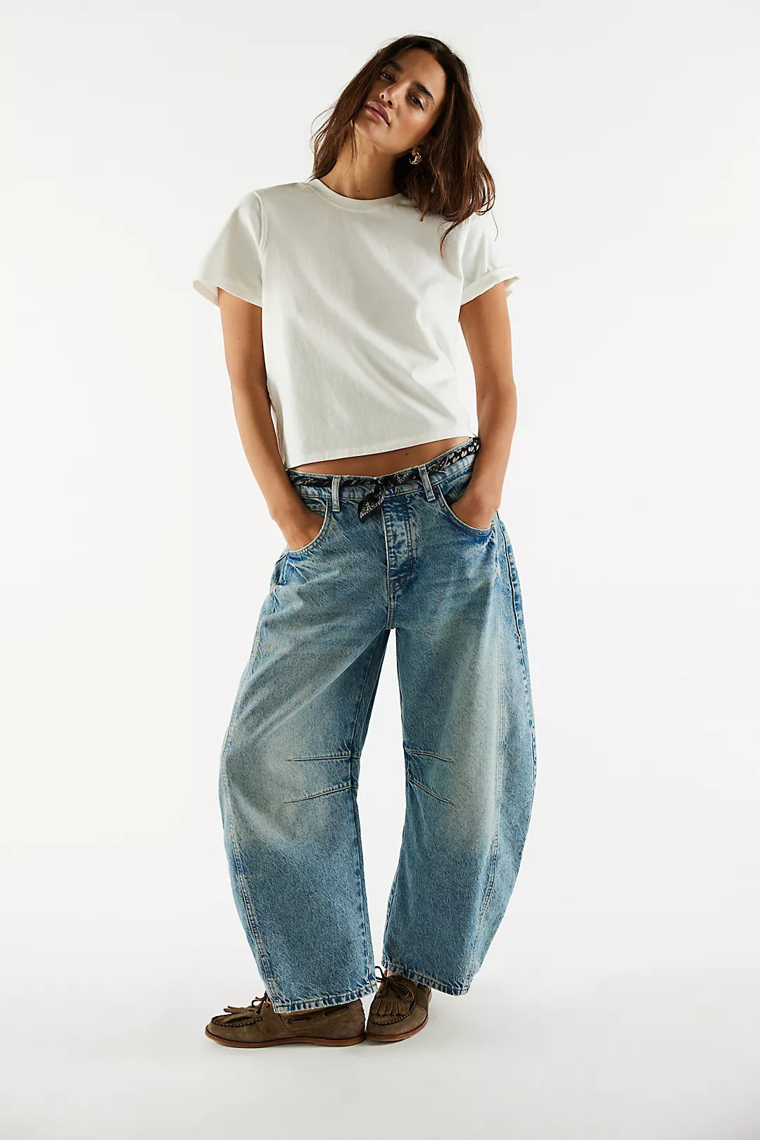 Free People Good Luck Mid Rise Barrel Jeans
