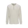 A light beige long-sleeve henley shirt with three dark buttons on the chest, displayed on a clean white background.