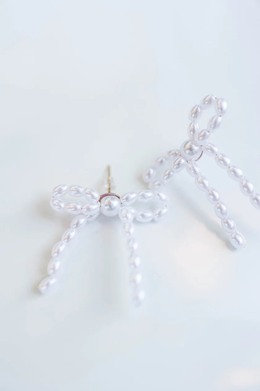 Lauren Kenzie Pearl Bow Studs