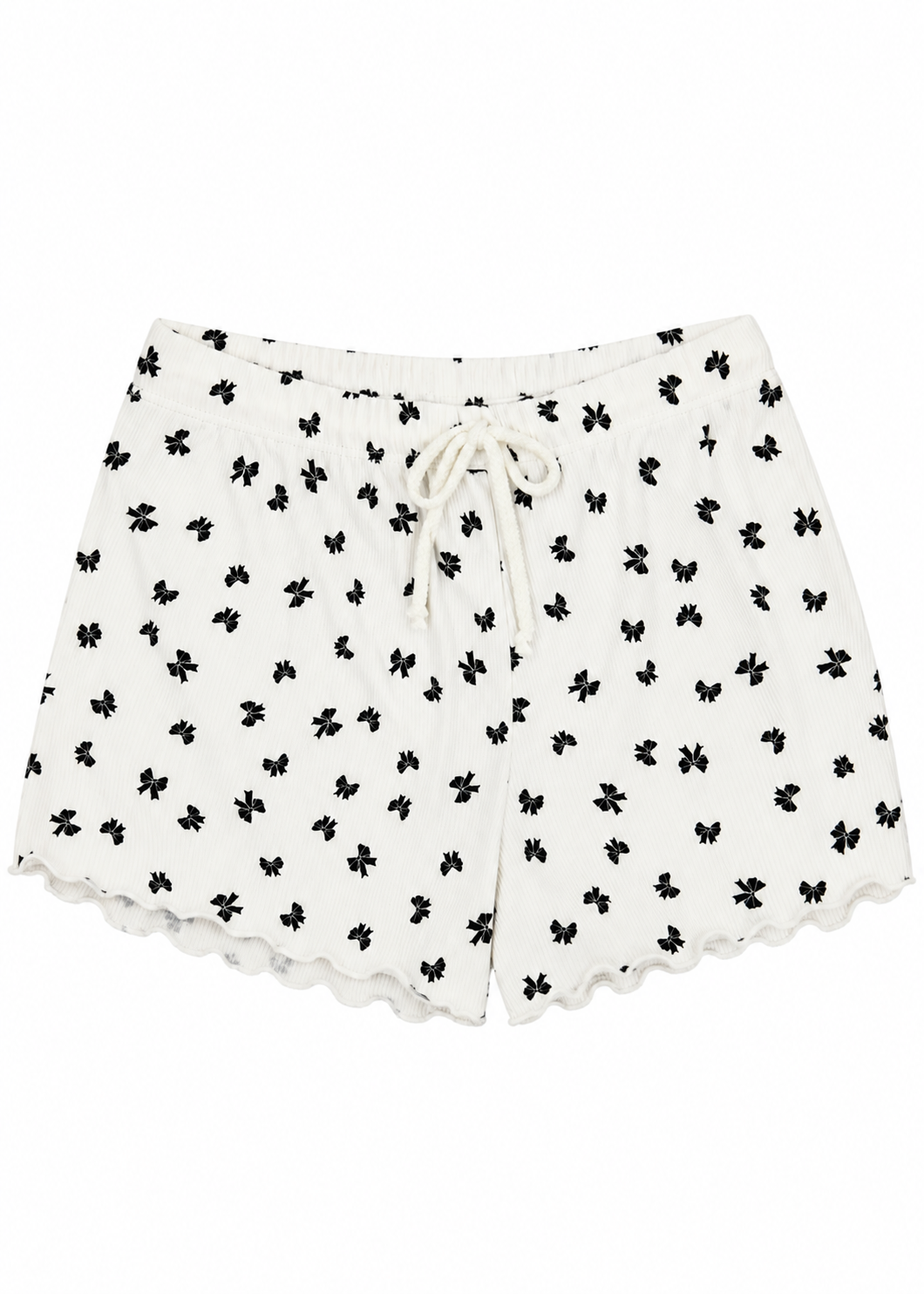 White shorts with small black bow pattern