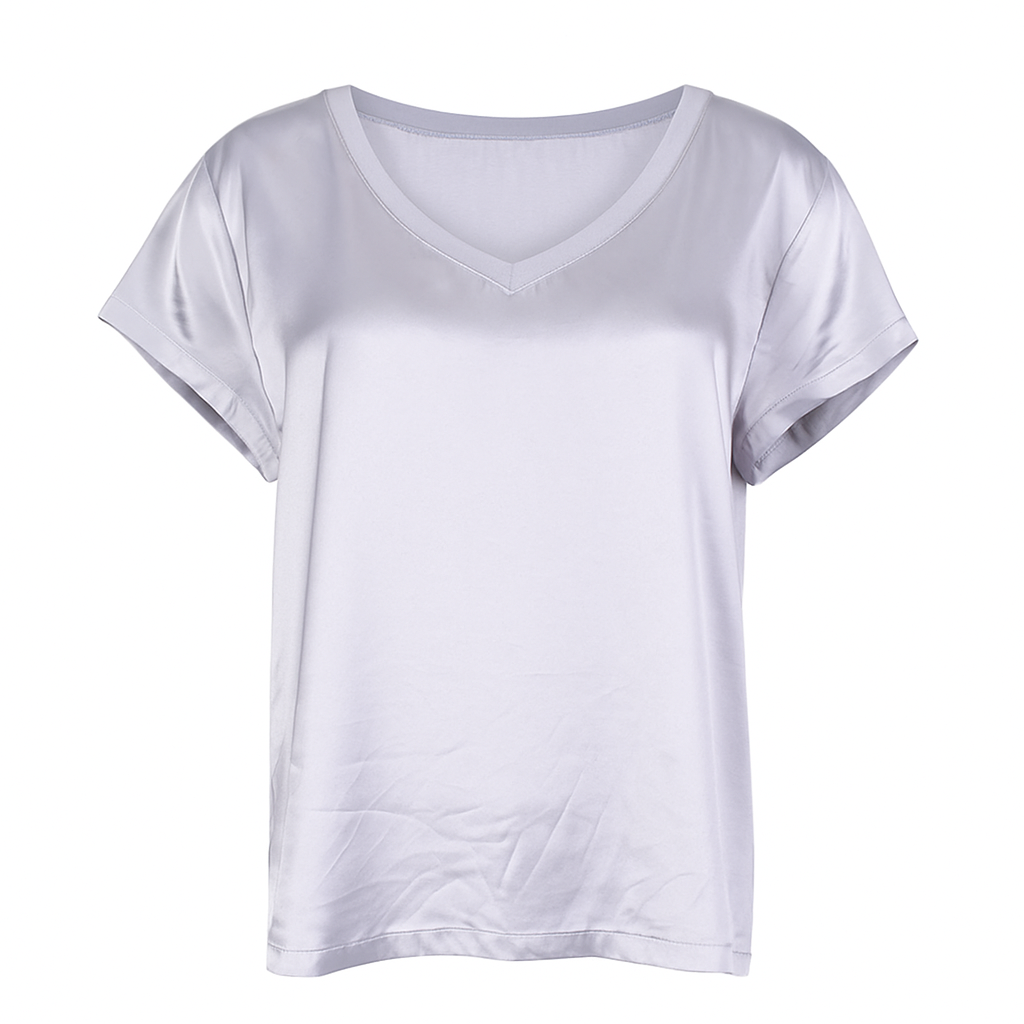 PJ Harlow Gianna Satin V-Neck Tee