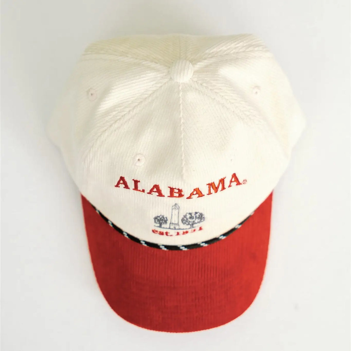 Baseball cap with 'Alabama' text on a white background