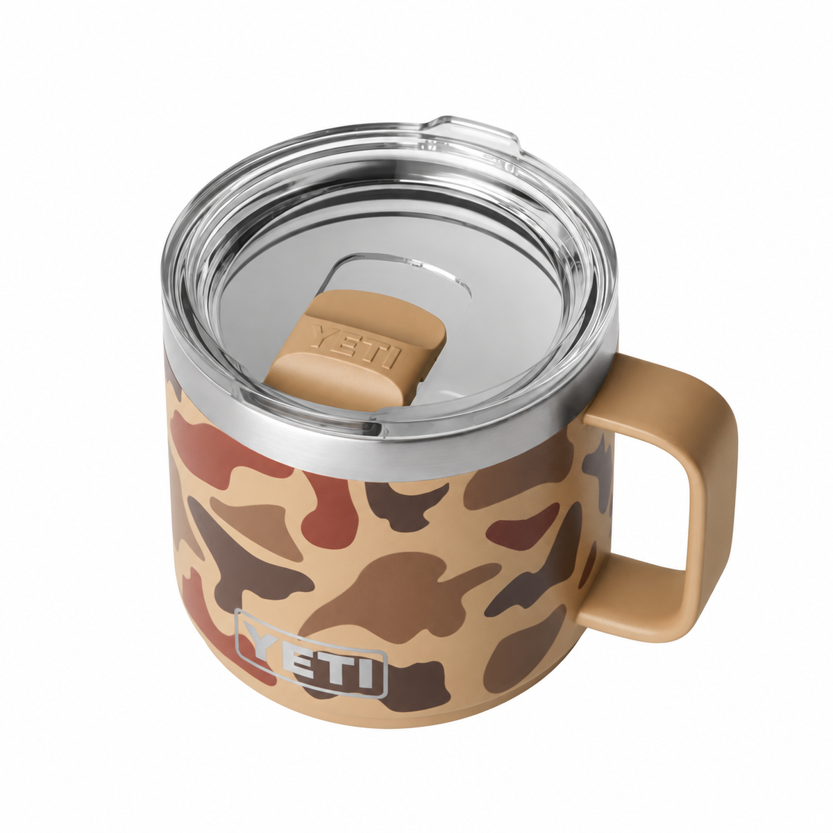 camo insulated mug on white background