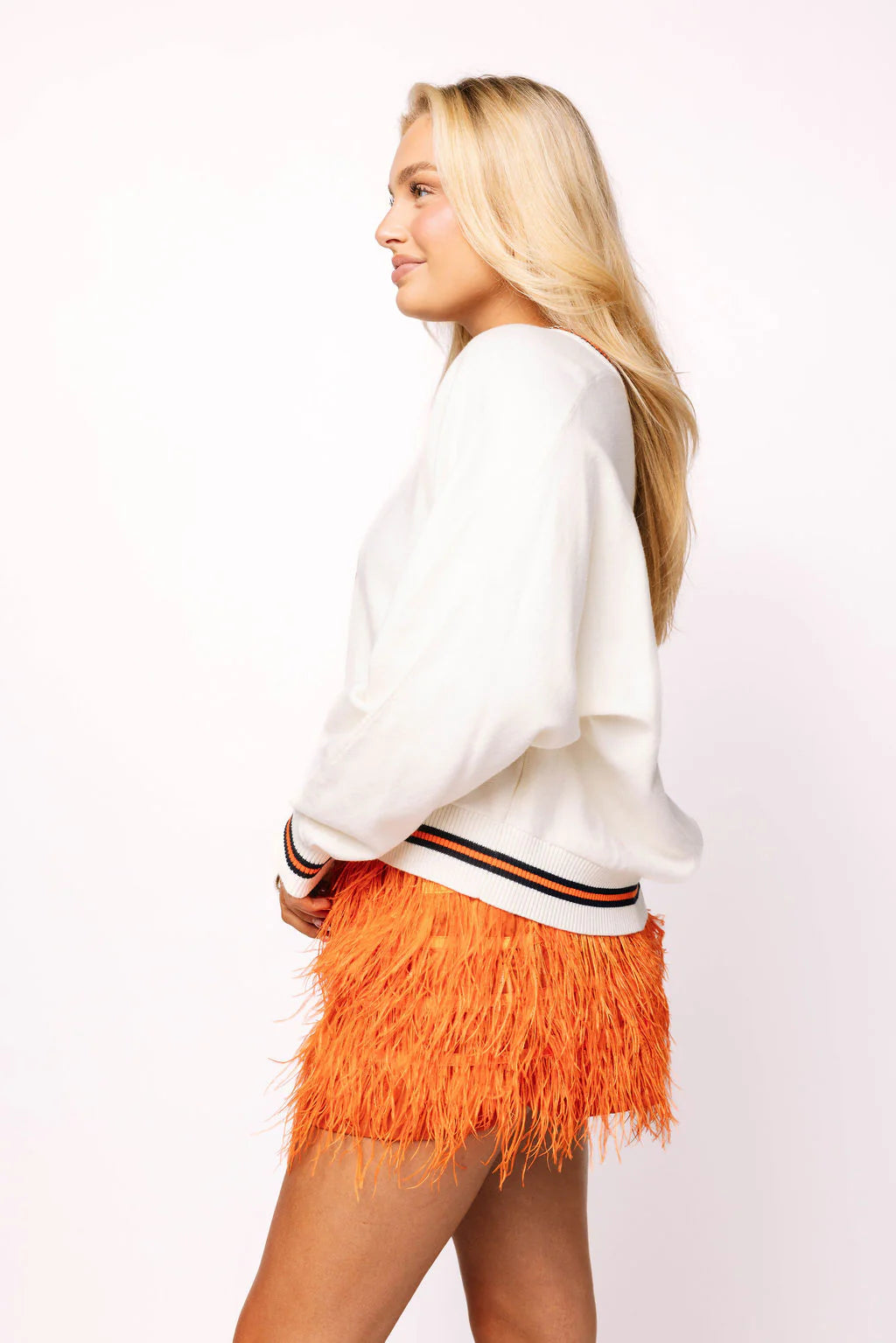 Queen Of Sparkles Auburn v Neck Striped Cuff Sweater