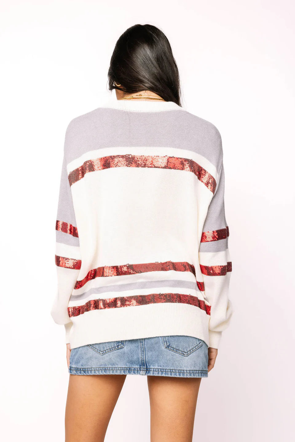 Queen of Sparkles  Alabama Striped Colorblock Sweater