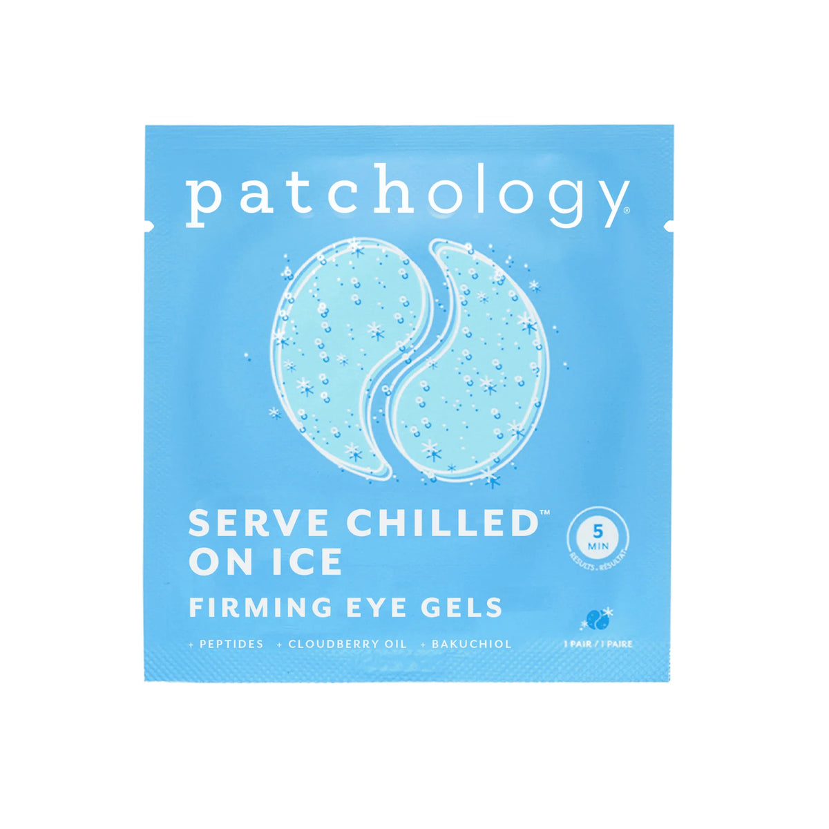 Patchology firming eye gels packaging on a white background