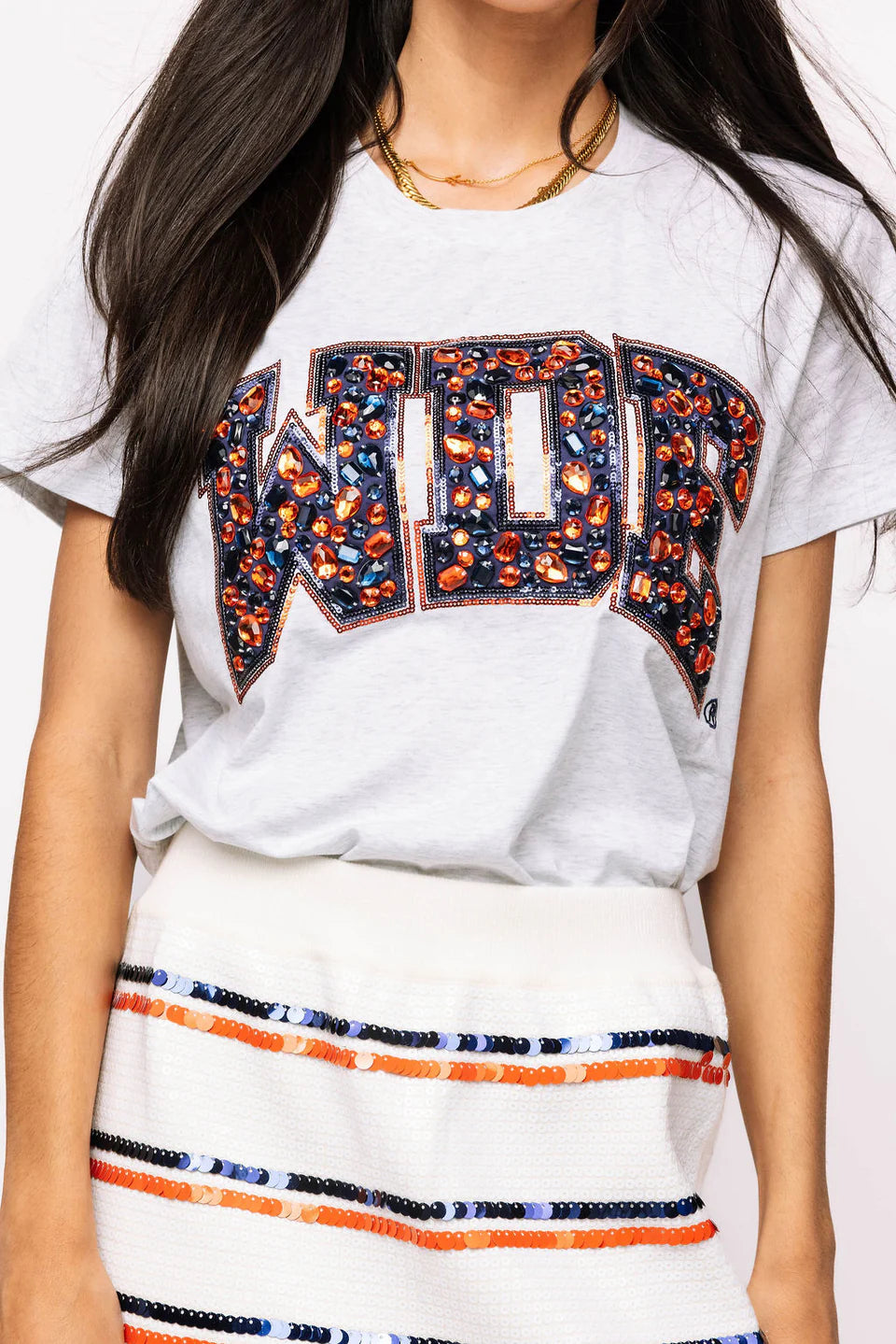 Queen Of Sparkles Auburn Multi Jewel Letter Tee