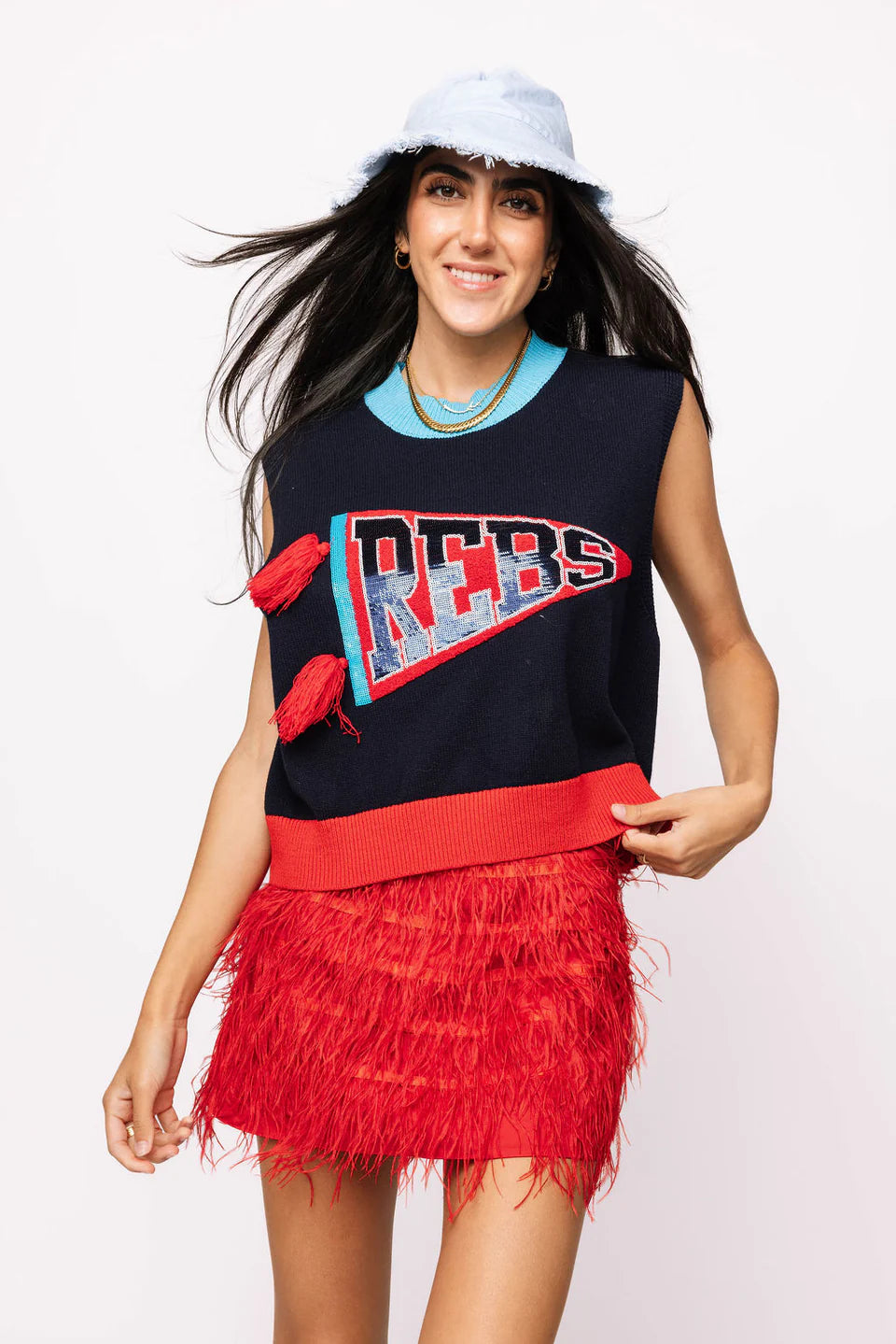 Queen Of Sparkles Ole Miss Pennant Sweater Tank
