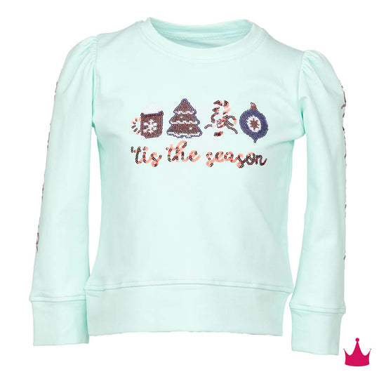 Girls' Azarhia Sequin "Tis the Season" Longsleeve Top
