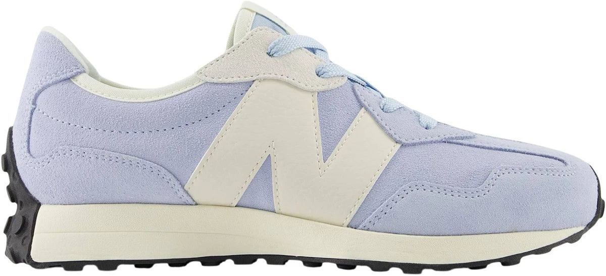 A light blue and cream New Balance sneaker shown from a side profile view against a white background.