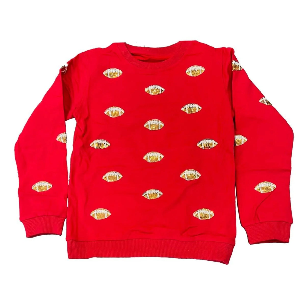 Girl&#39;s Glitter Football Crewneck