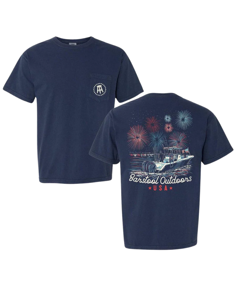 Barstool BSO Fireworks USA Pocket Tee