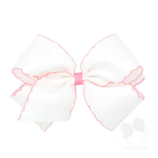 Wee Ones King Grosgrain Hair Bow with Contrasting Moonstitch Edge and Wrap