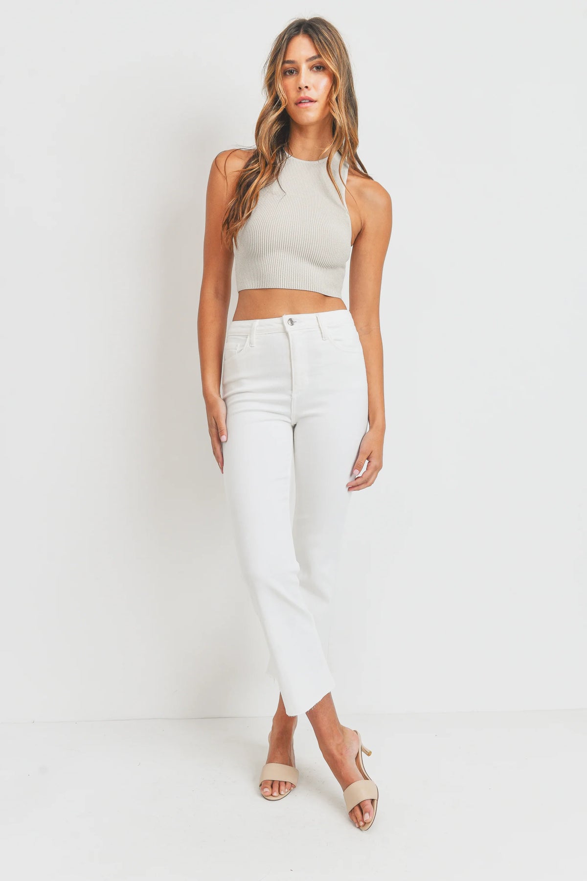 Just Black High Rise Crop Flare Jean1