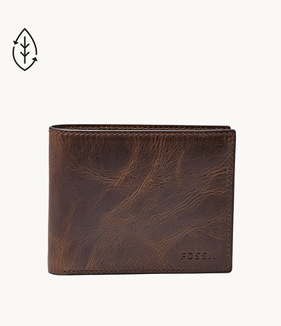 Fossil Derrick Bifold Flip Wallet - Dark Brown