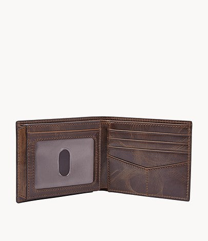 Fossil Derrick Bifold Flip Wallet - Dark Brown