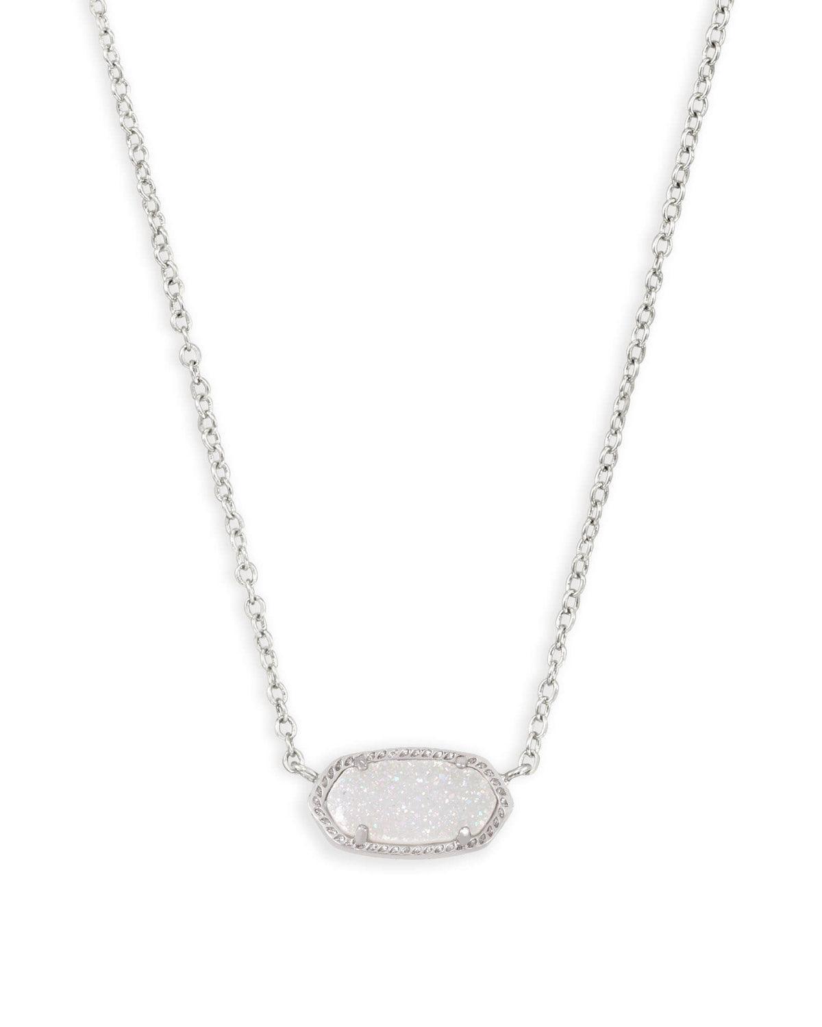 Kendra Scott Elisa Silver Pendant Necklace in Iridescent Drusy