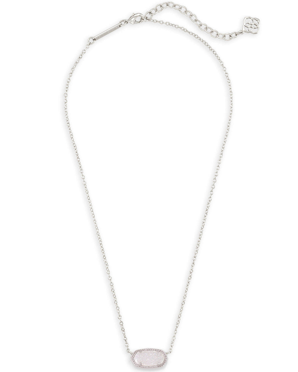 Kendra Scott Elisa Silver Pendant Necklace in Iridescent Drusy