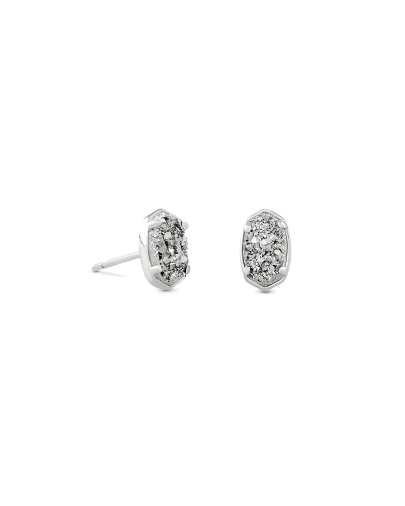 Kendra Scott Emilie Silver Stud Earrings in Platinum Drusy