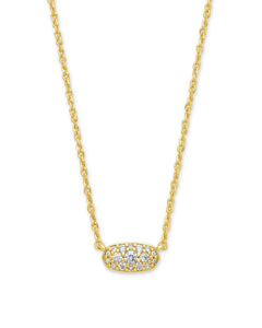 Grayson Gold Pendant Necklace in White Crystal