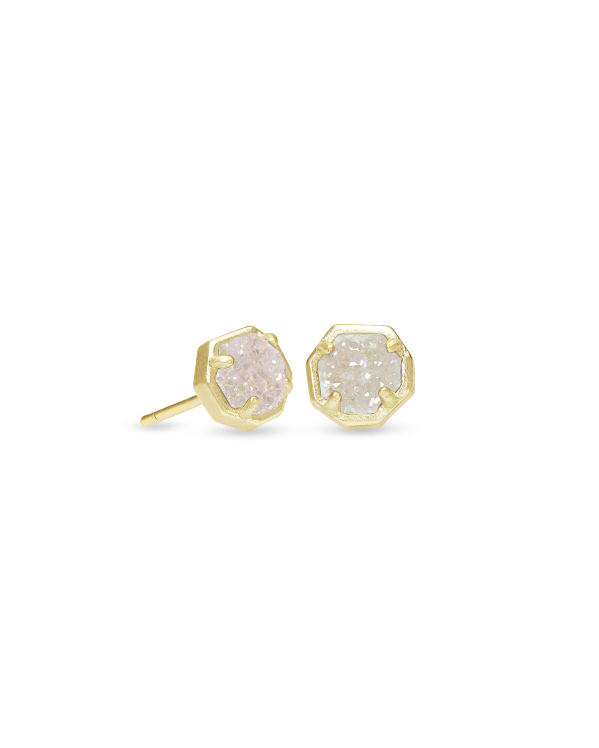 Kendra Scott Nola Gold Stud Earrings in Iridescent Drusy