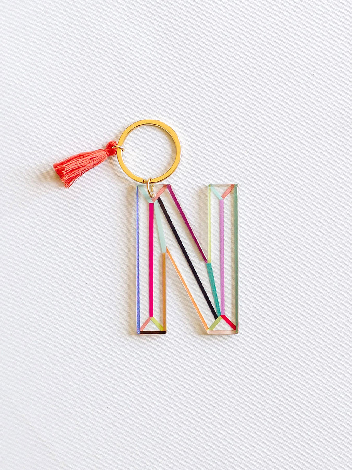 Mary Square Initial Keychain J